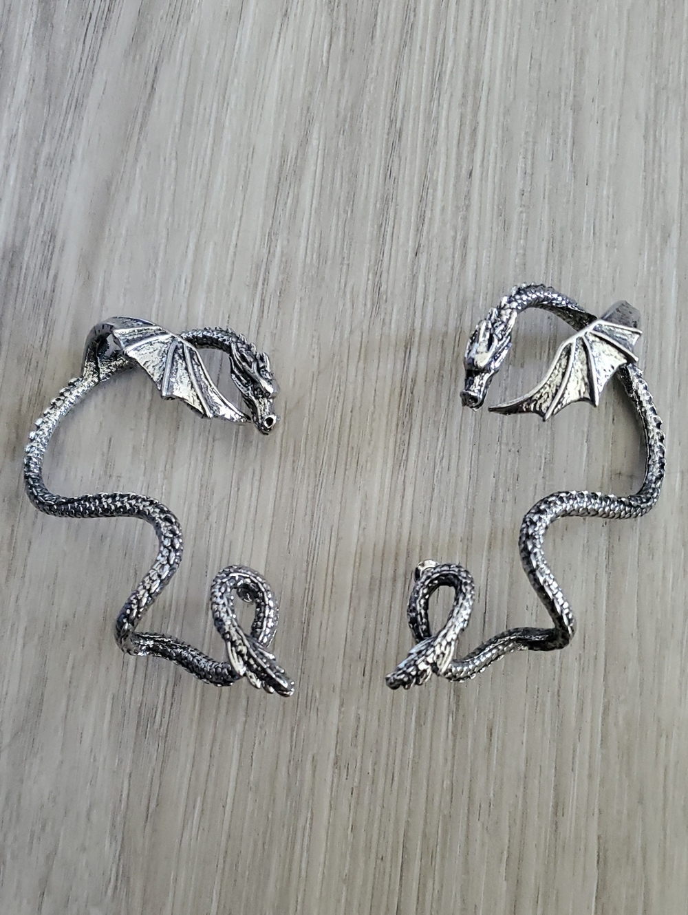 💐5/$35💐 Silver Dragon Wrap Stud Earrings Pair - Fantasy Accessory